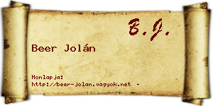 Beer Jolán névjegykártya