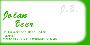 jolan beer business card